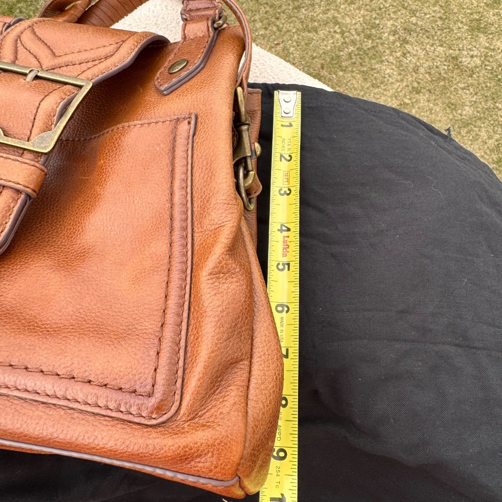 FRYE AND CO. Tan Leather Top-Handle Shoulder Bag with Buckle - Picture 10 of 11